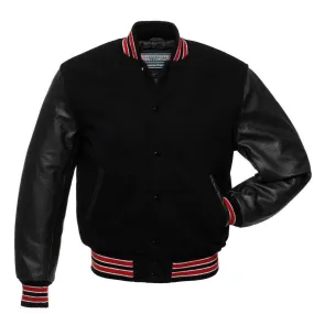 Biker Gear Pro Classic Hybrid Varsity Jacket University Letterman Bomber Jacket-Pure Wool & Original Cowhide Leather Jacket, All