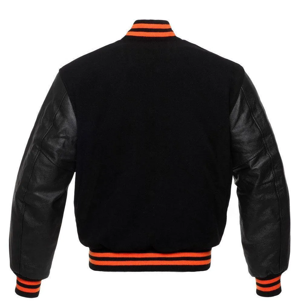 Biker Gear Pro Classic Hybrid Varsity Jacket University Letterman Bomber Jacket-Pure Wool & Original Cowhide Leather Jacket, All