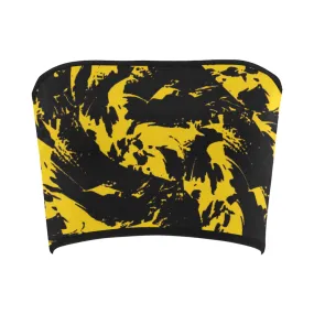 Black and Yellow Paint Splatter Bandeau Top