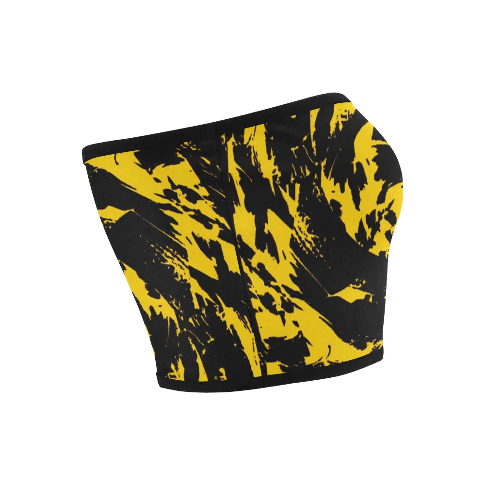 Black and Yellow Paint Splatter Bandeau Top