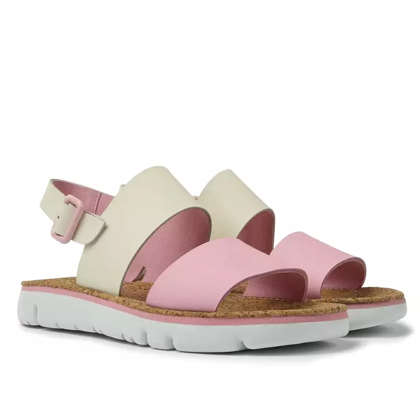 Camper Oruga White and pink leather sandals for women   