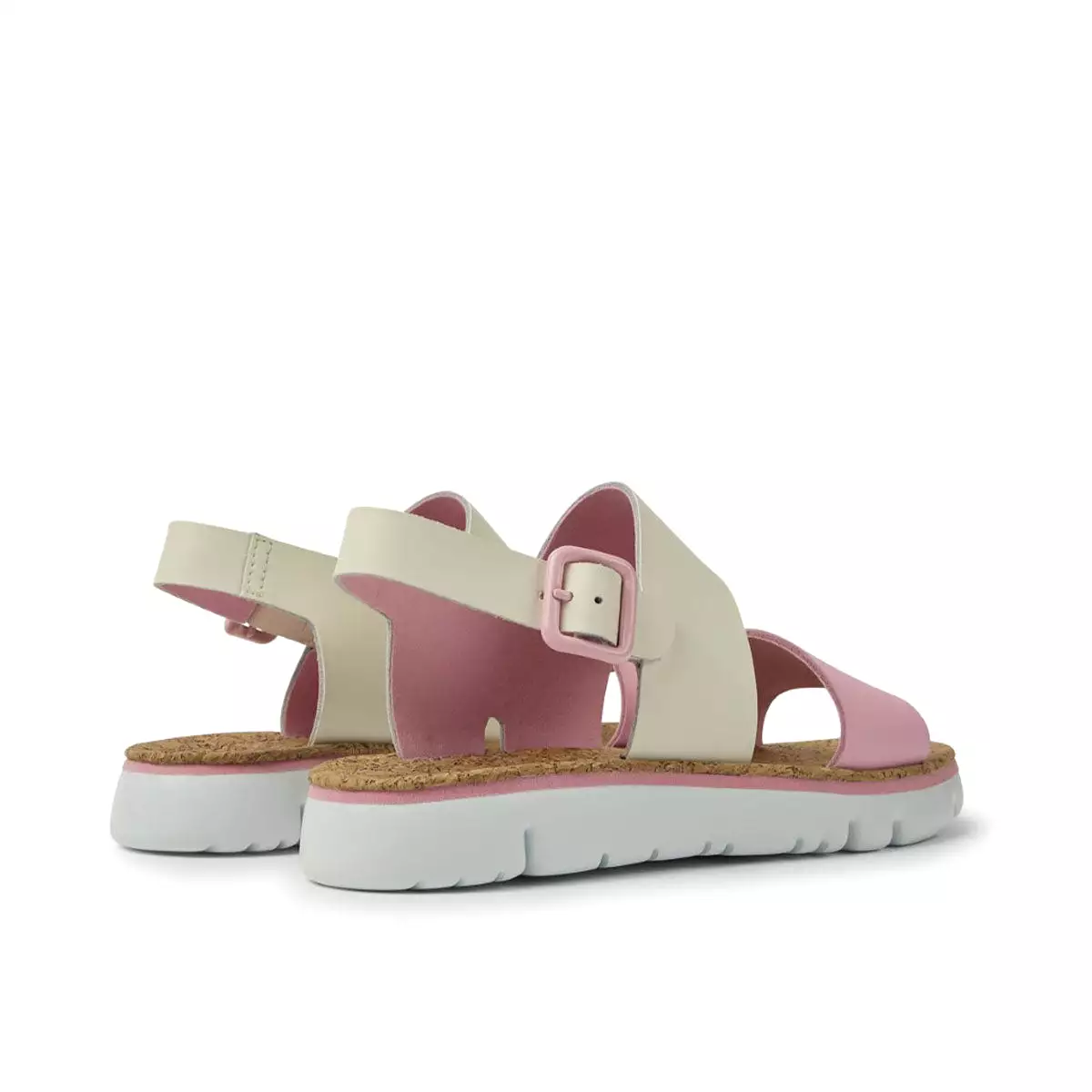 Camper Oruga White and pink leather sandals for women   