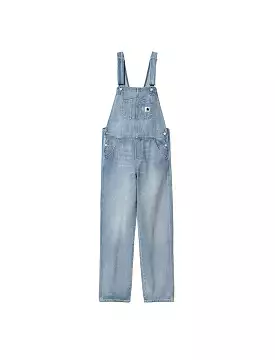 Carhartt WIP Womens Bib Overall Straight Blue Light Stone Washed