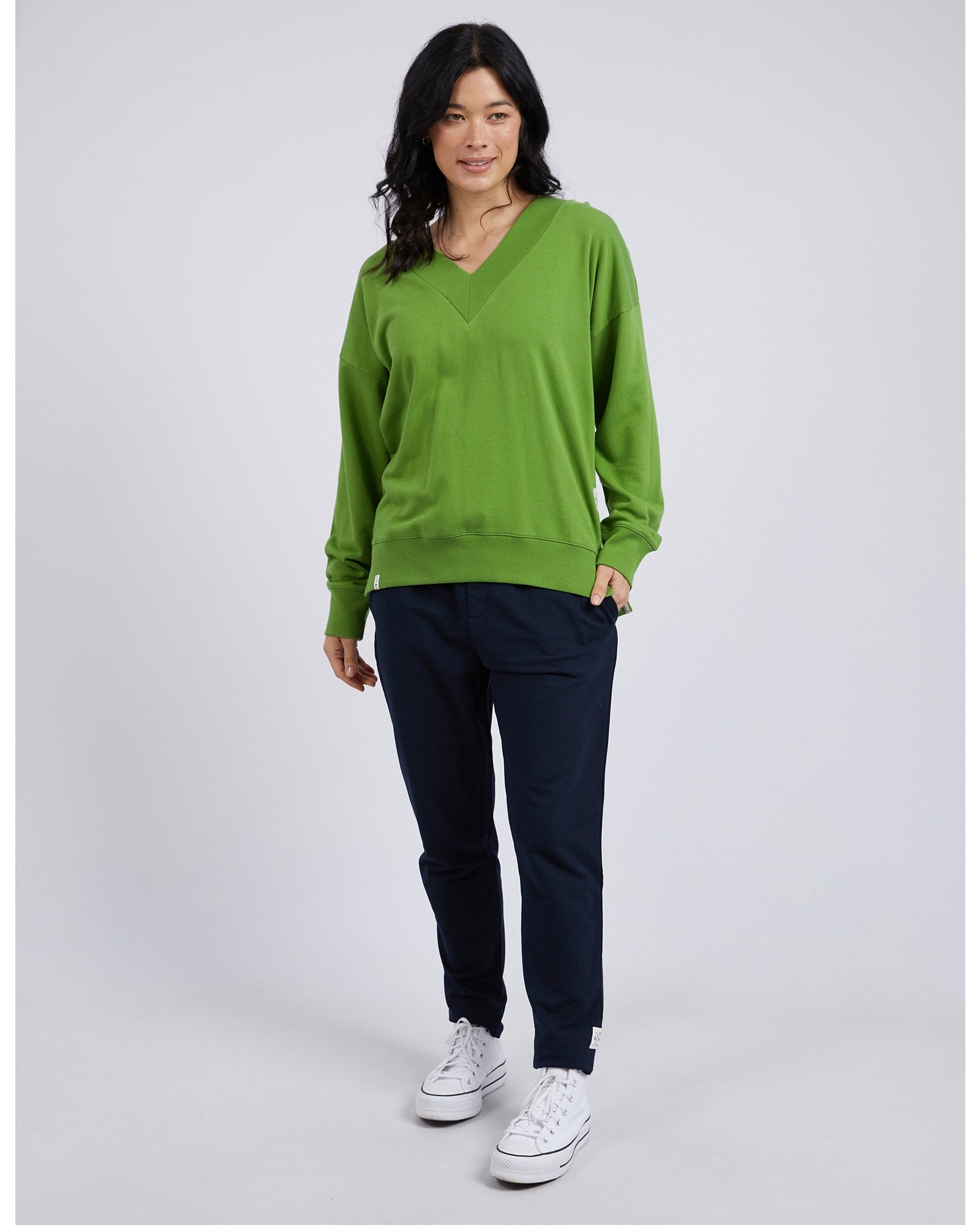 Elm - Misty Vee Fleece Top - Navy