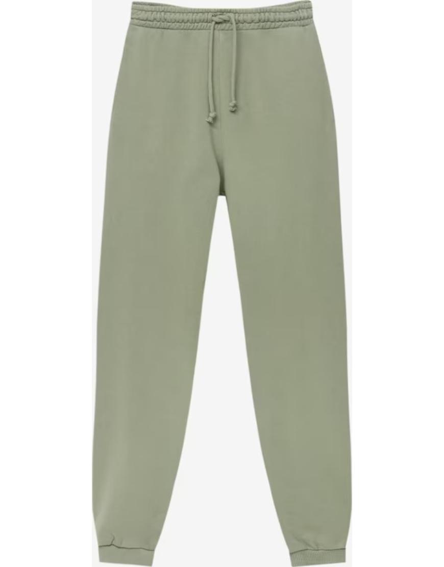 Fleece Jogger Trousers-Khaki Green