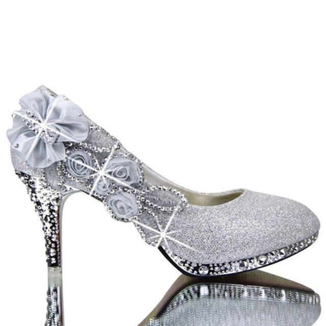 Floral Glitter Wedding Pumps Shoes