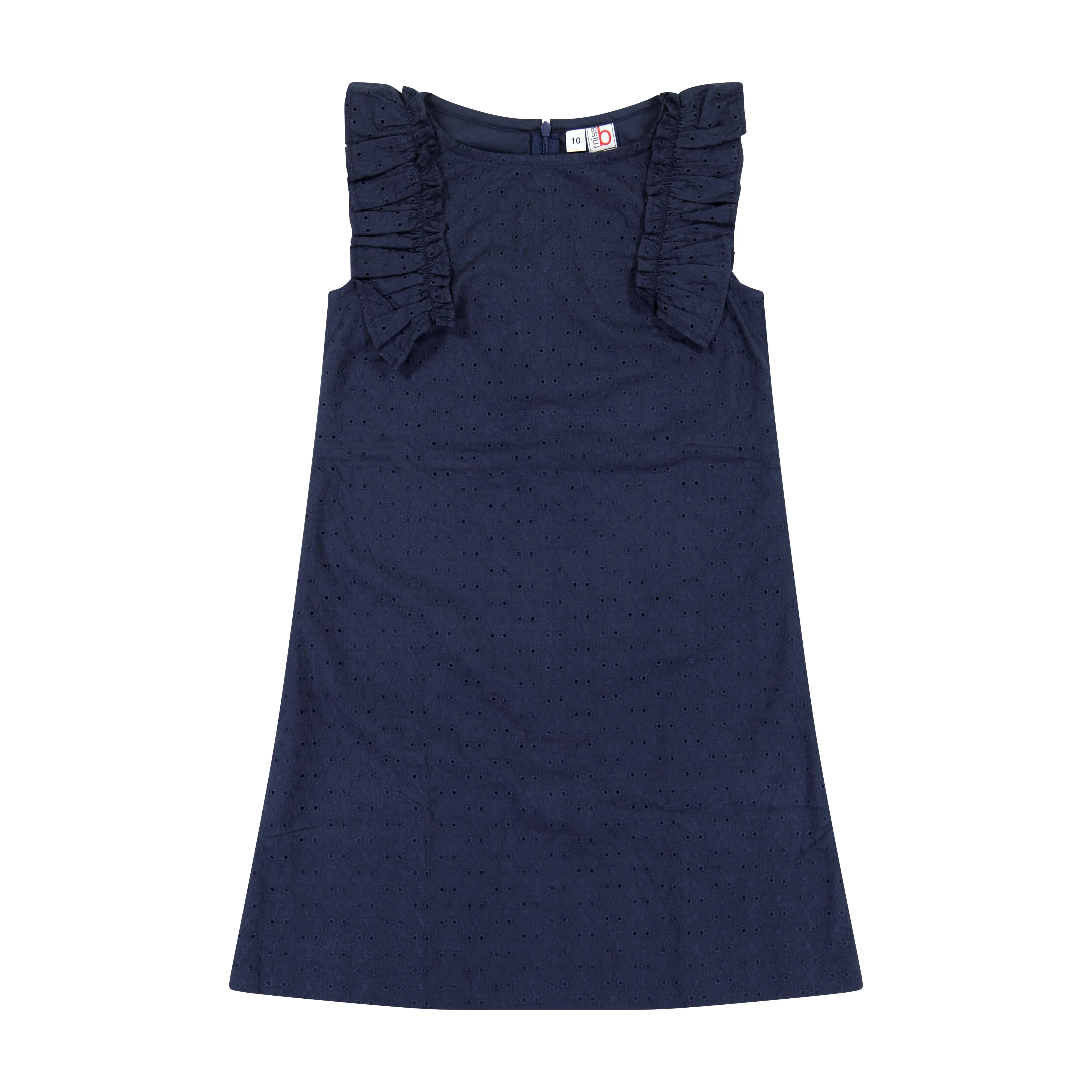 Grace Ruffle Sleeve Shift Dress Navy Eyelet