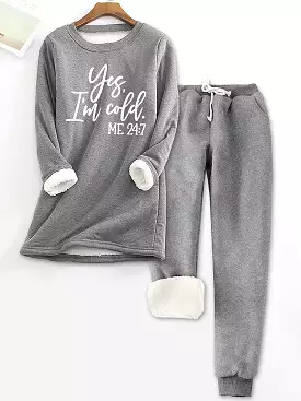 Gray Ladies' Soft Fleece Pajama Ensemble