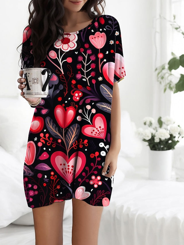 Heart Print Fleece Nightgown Bundle with Hooded Cardigan