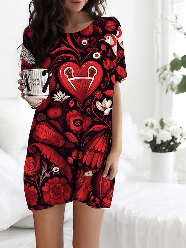 Heart Print Fleece Nightgown Bundle with Hooded Cardigan