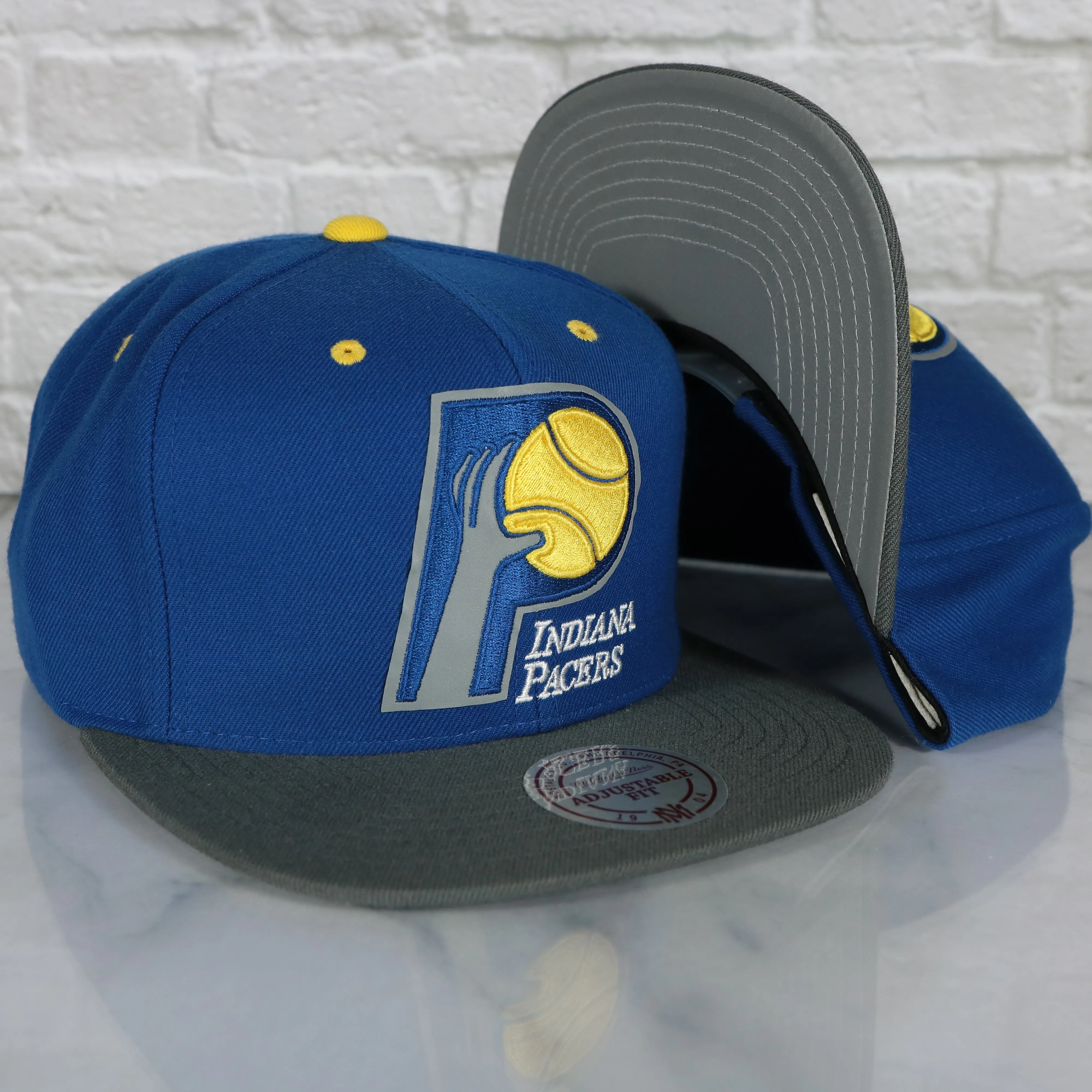 Indiana Pacers Throwback Logo Two tone Gray Bottom Cap | Royal Blue/Gray Snapback hat