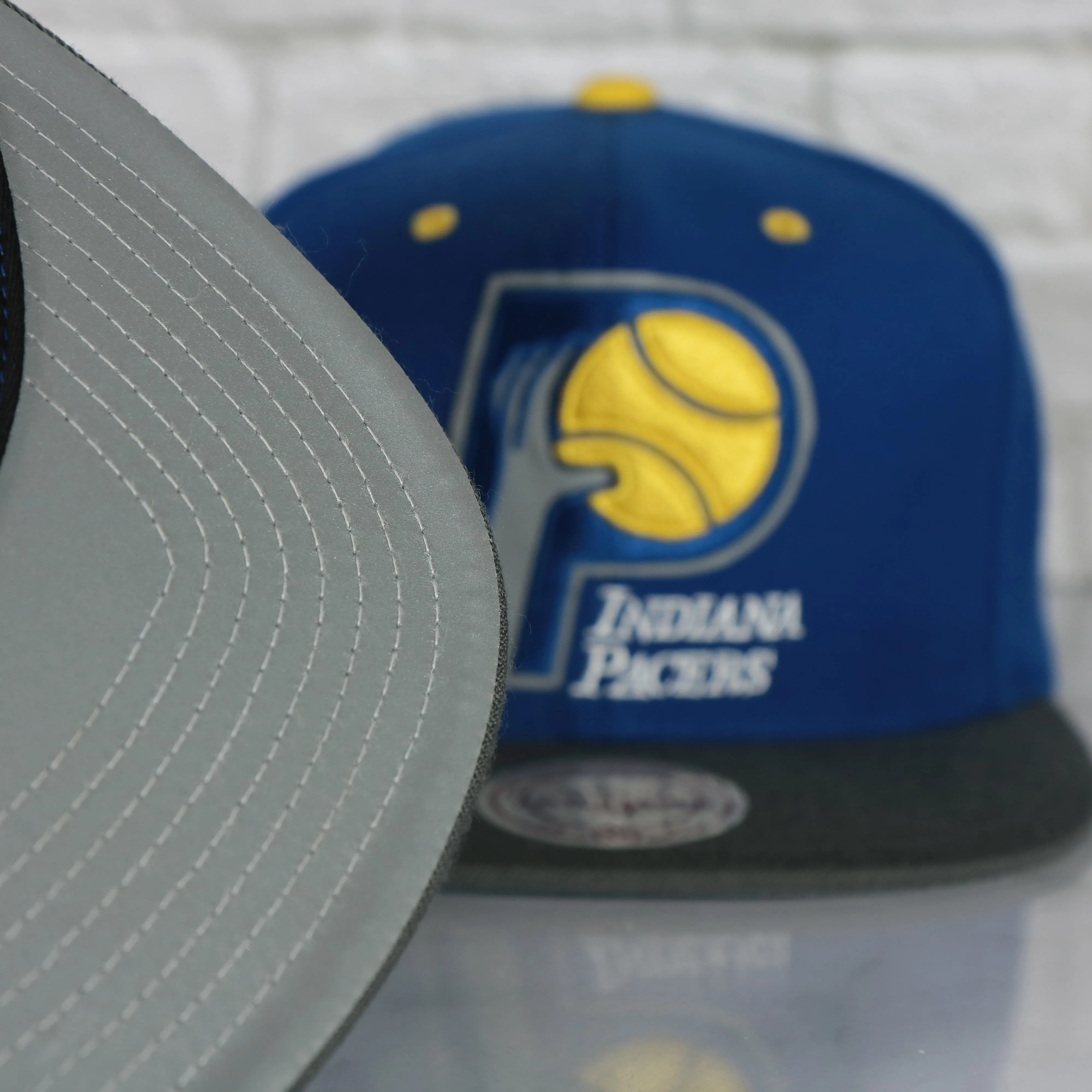 Indiana Pacers Throwback Logo Two tone Gray Bottom Cap | Royal Blue/Gray Snapback hat