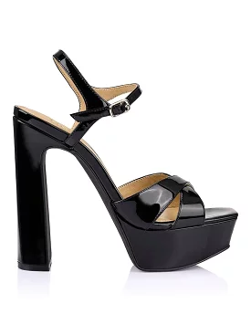 Jamie Platform Sandals - Black Patent