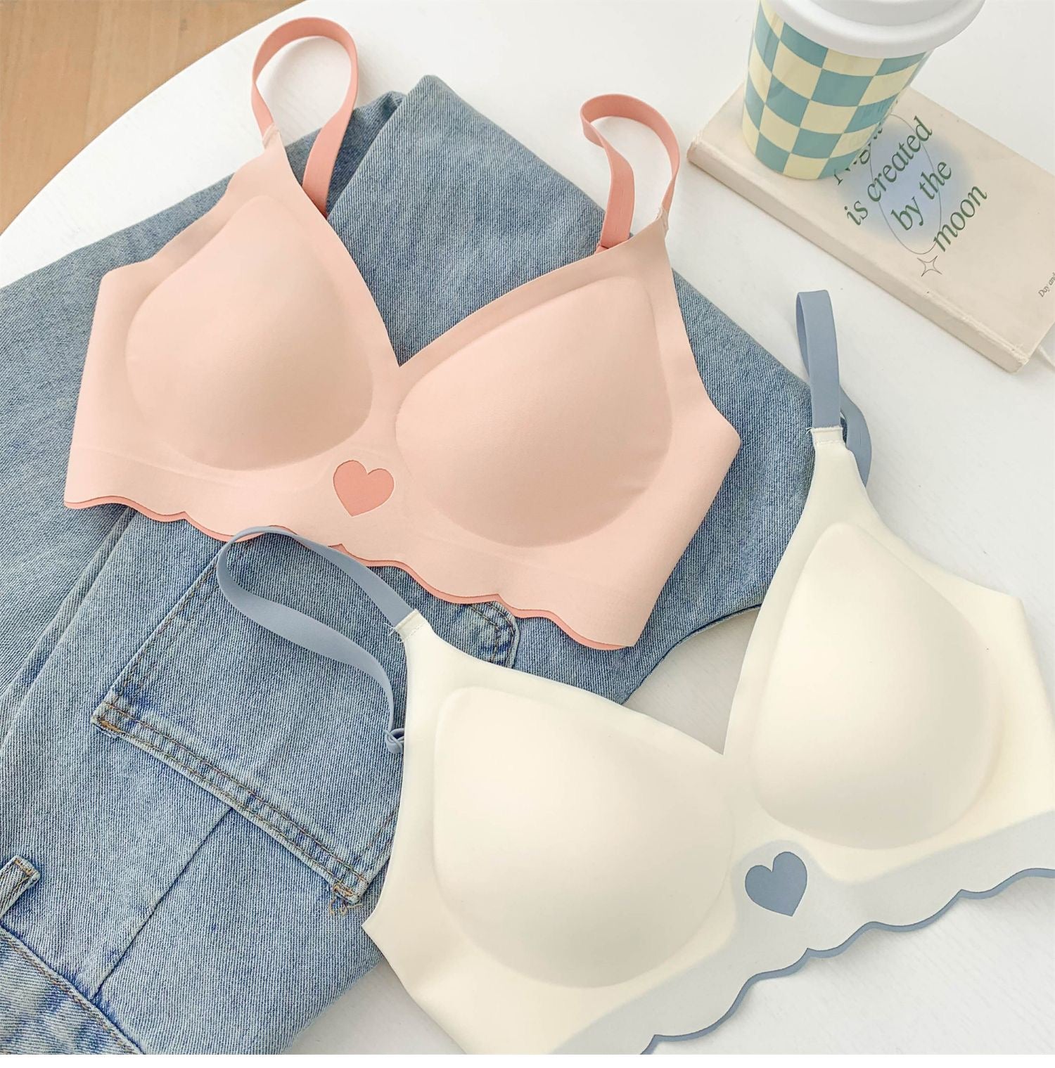 jelly heart wireless strap bra