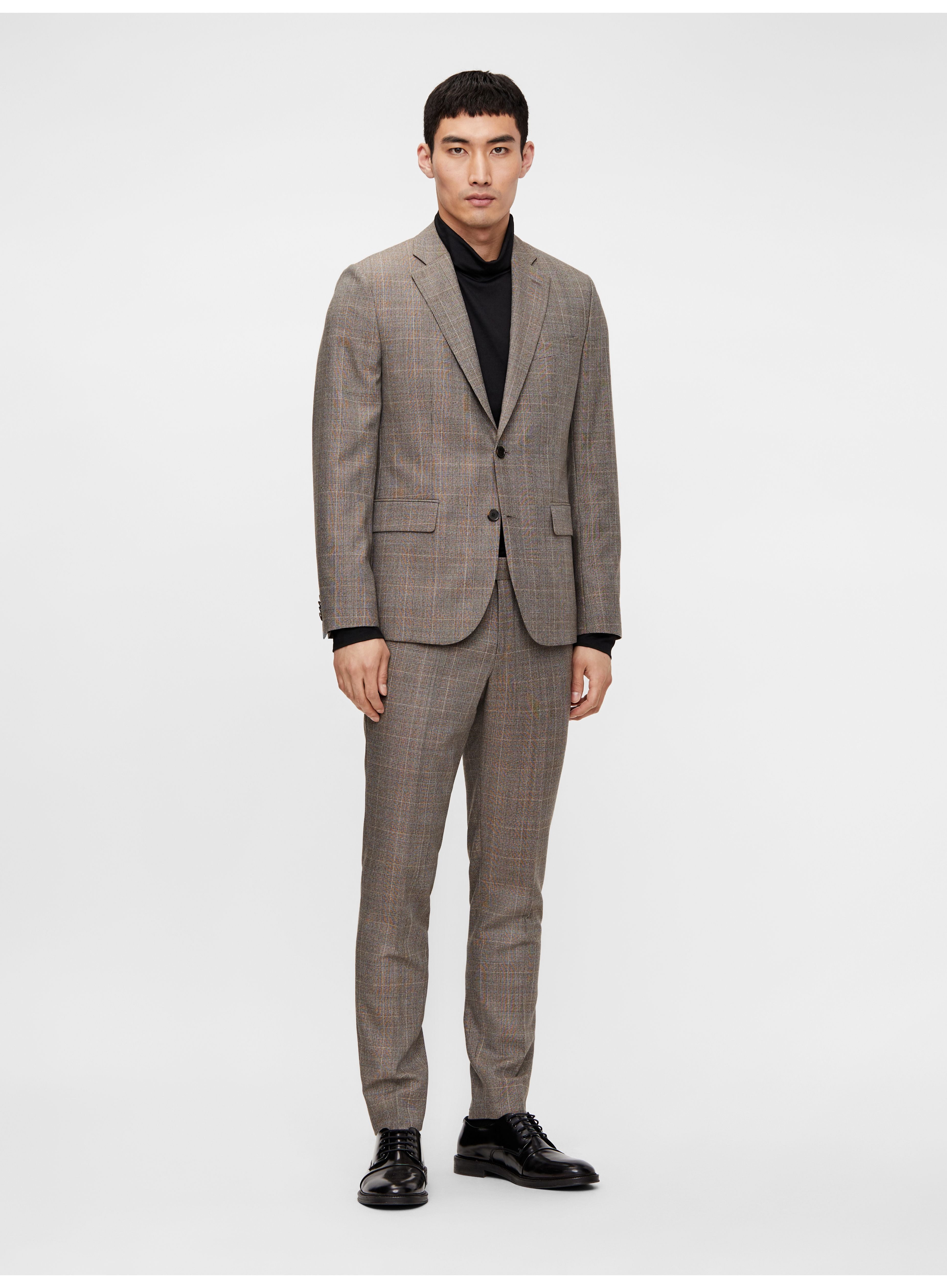 J.Lindeberg Mens Hopper Soft Checked Blazer - WOOD BROWN