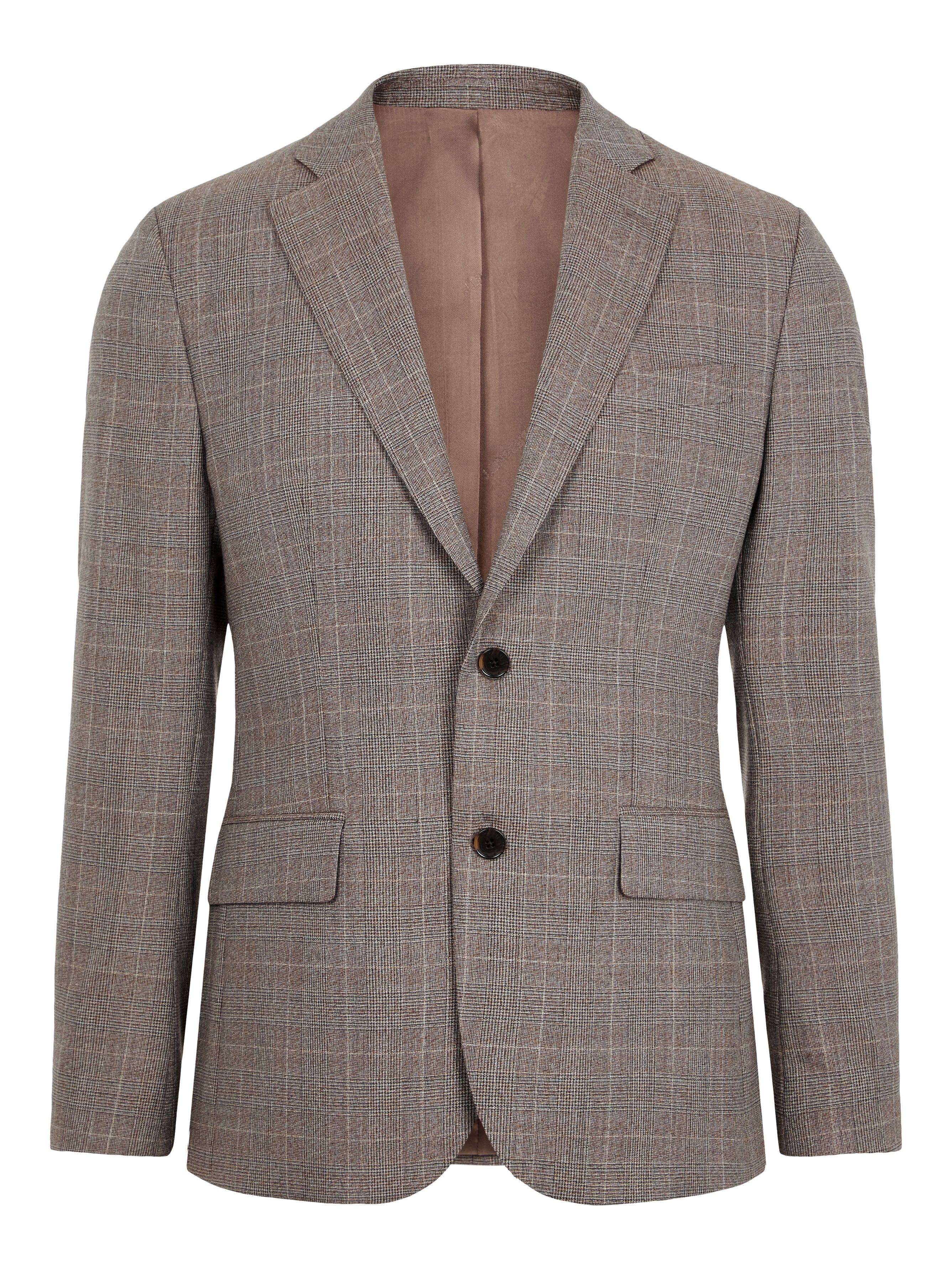 J.Lindeberg Mens Hopper Soft Checked Blazer - WOOD BROWN