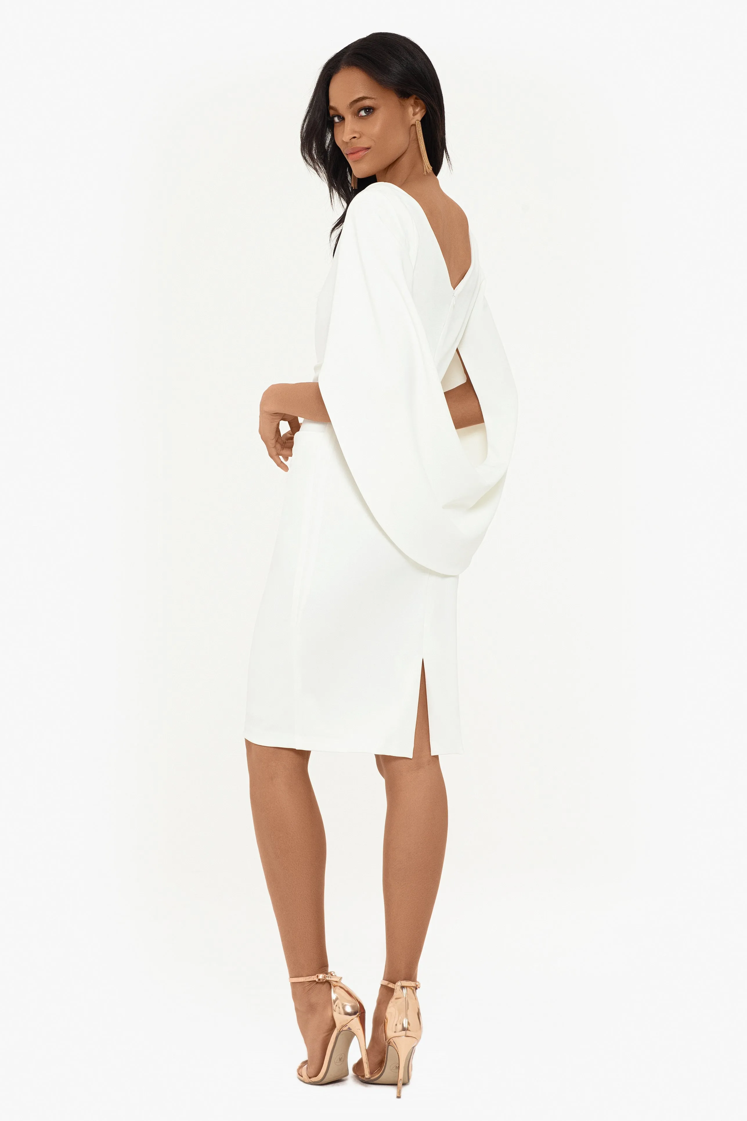 Jordan Short Scuba Crepe Draped Back Dress