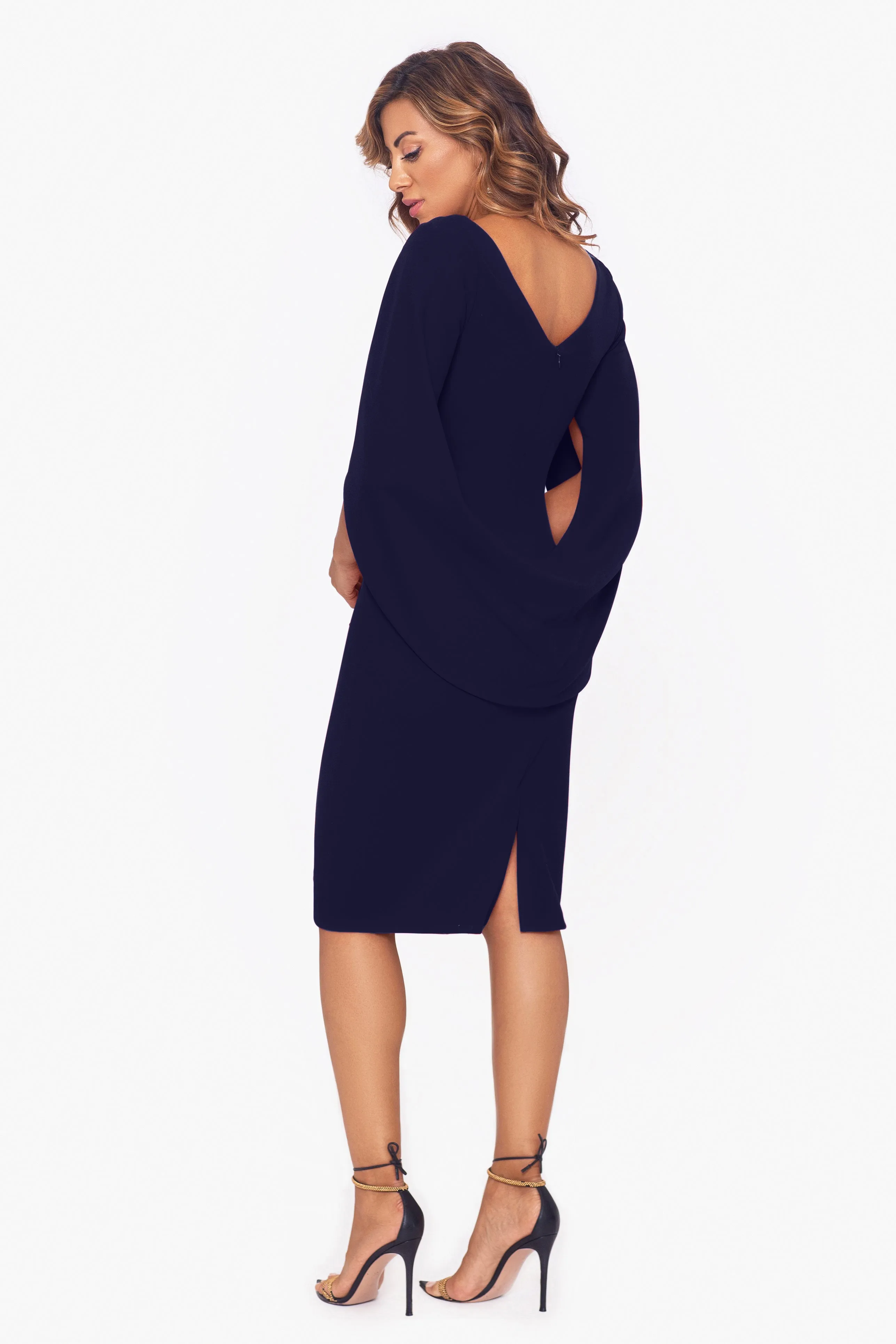 Jordan Short Scuba Crepe Draped Back Dress