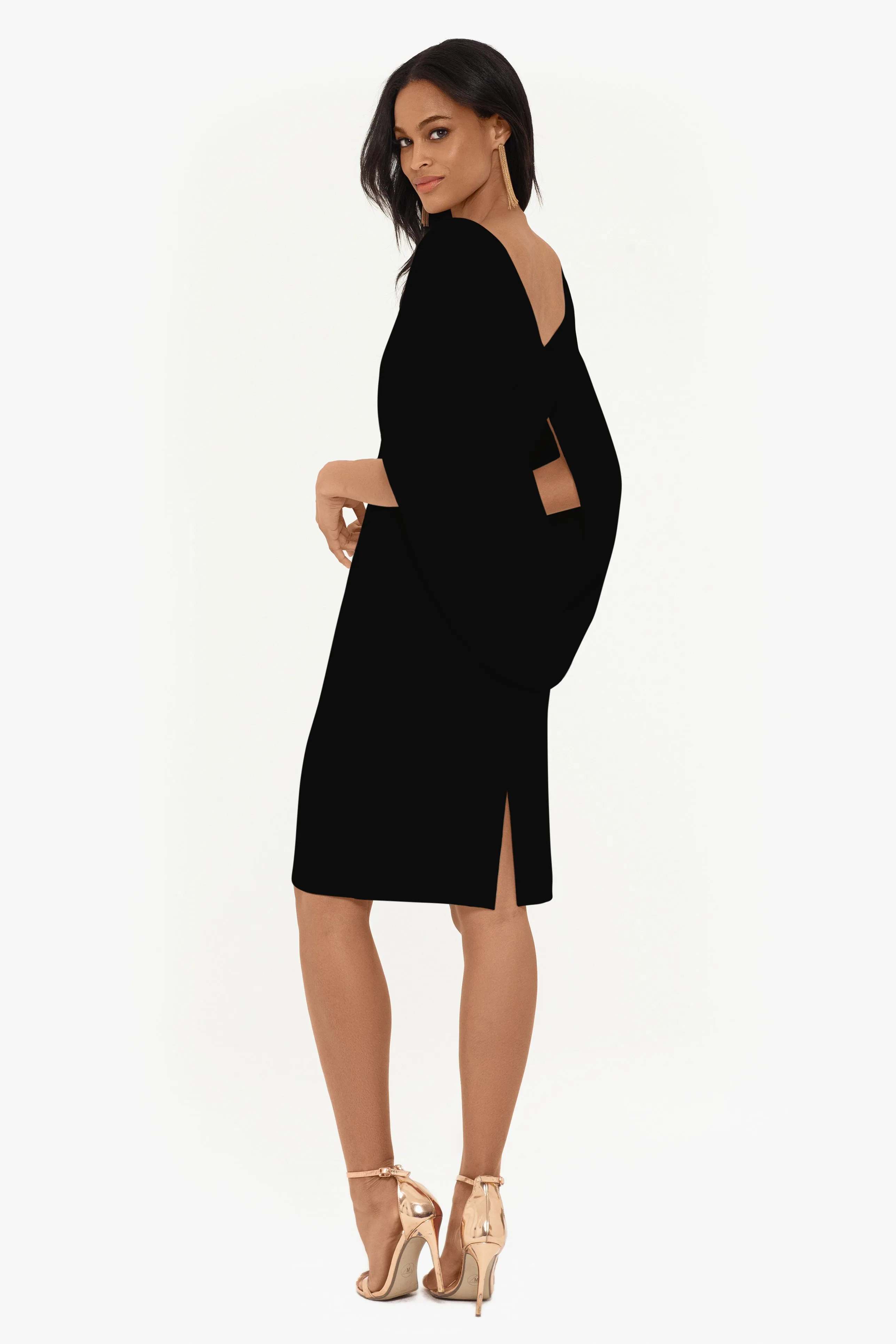 Jordan Short Scuba Crepe Draped Back Dress