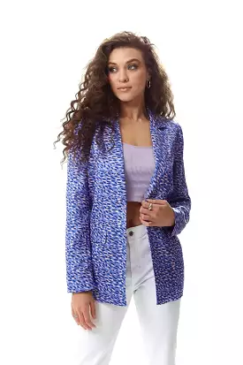 Liquorish Stroke Print Blazer In Purple