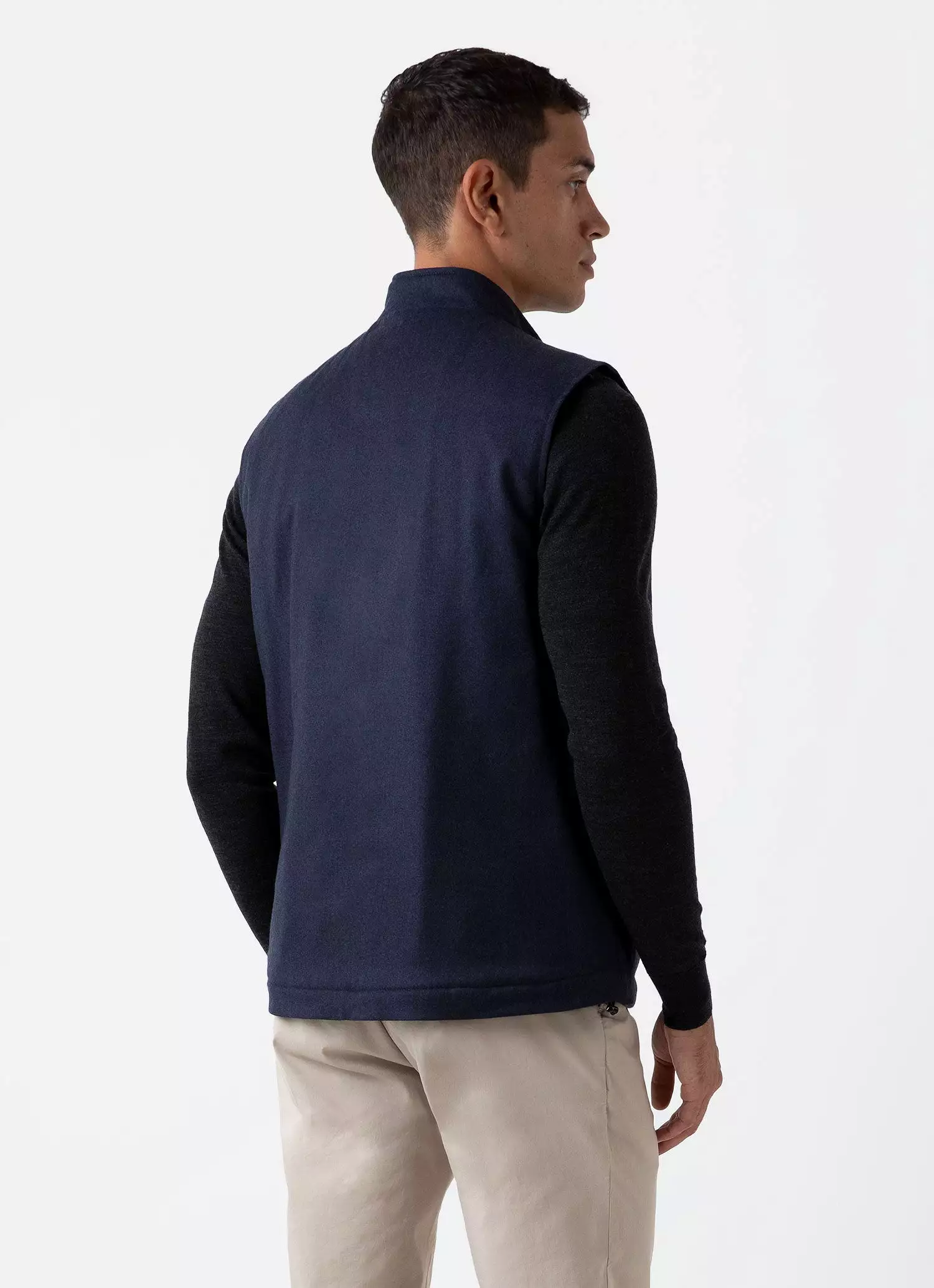 Men's Insulated Wool Gilet in Navy Melange