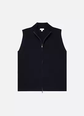 Men's Lambswool Gilet in Dark Navy Mouline