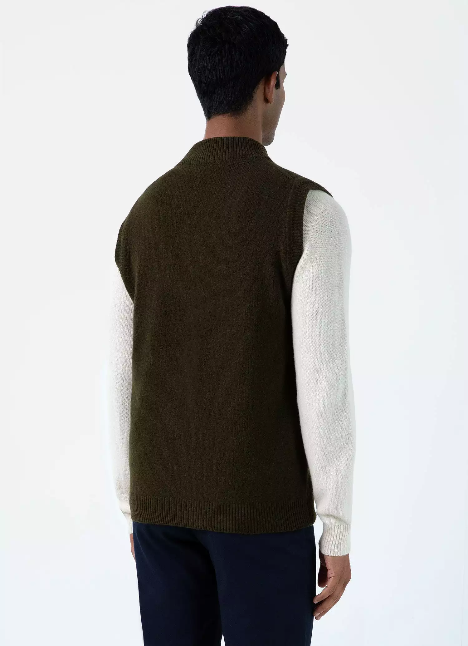 Men's Lambswool Gilet in Dark Olive