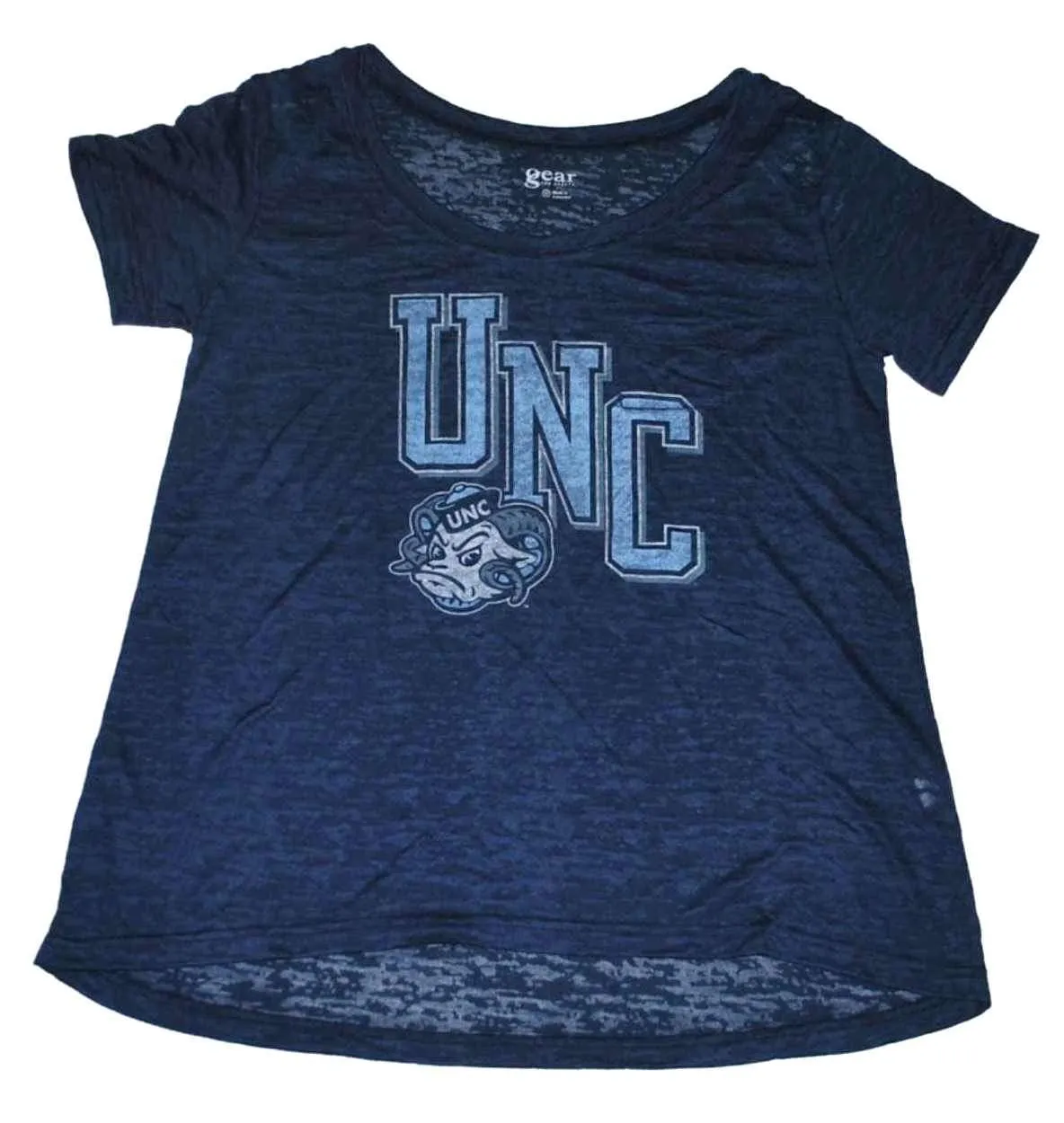 NORTH CAROLINA TAR HEELS GEAR WOMEN NAVY BURN OUT LIGHTWEIGHT T-SHIRT (