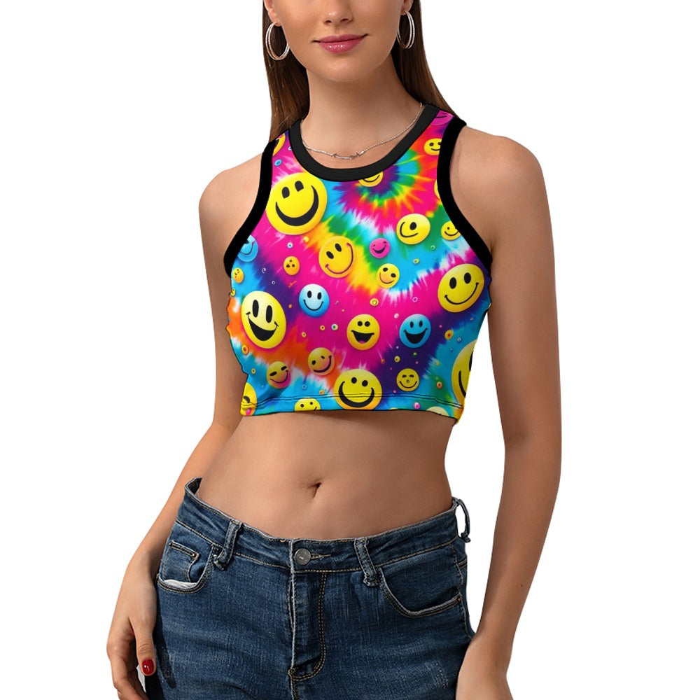 PLUR Smiles Racerback Crop Top