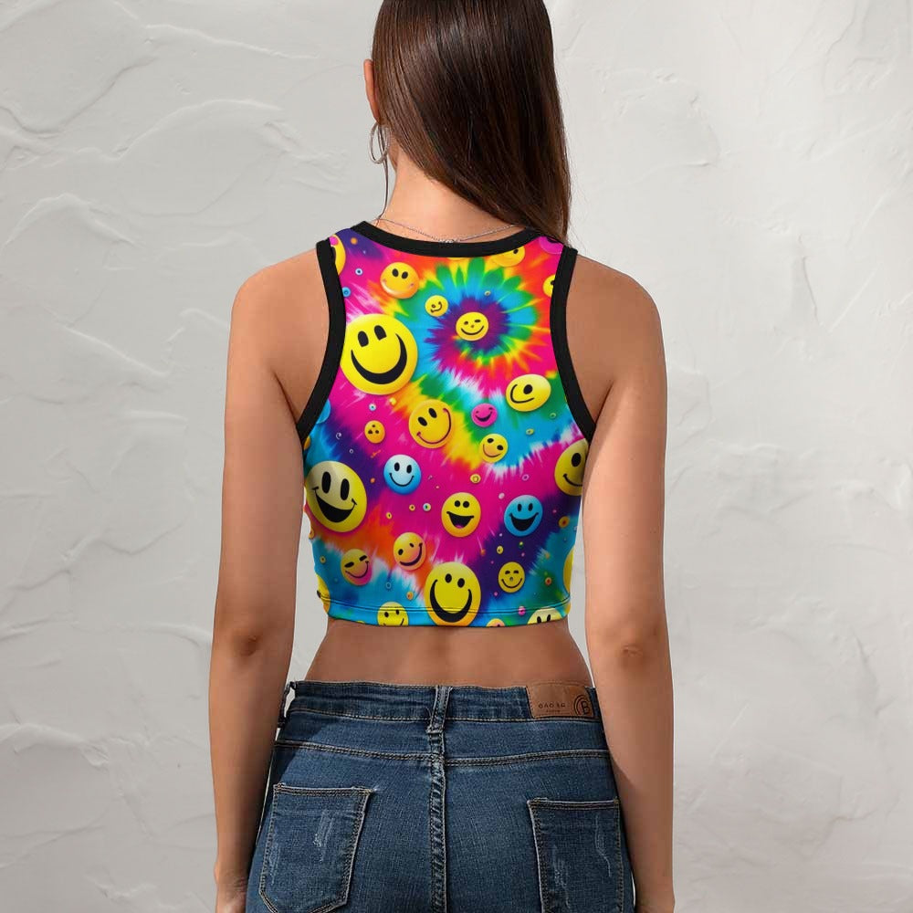 PLUR Smiles Racerback Crop Top