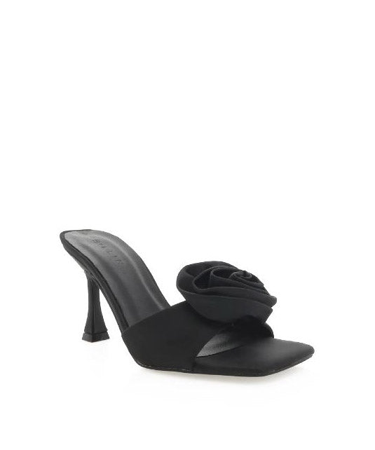 Quinella Heels - Black Satin