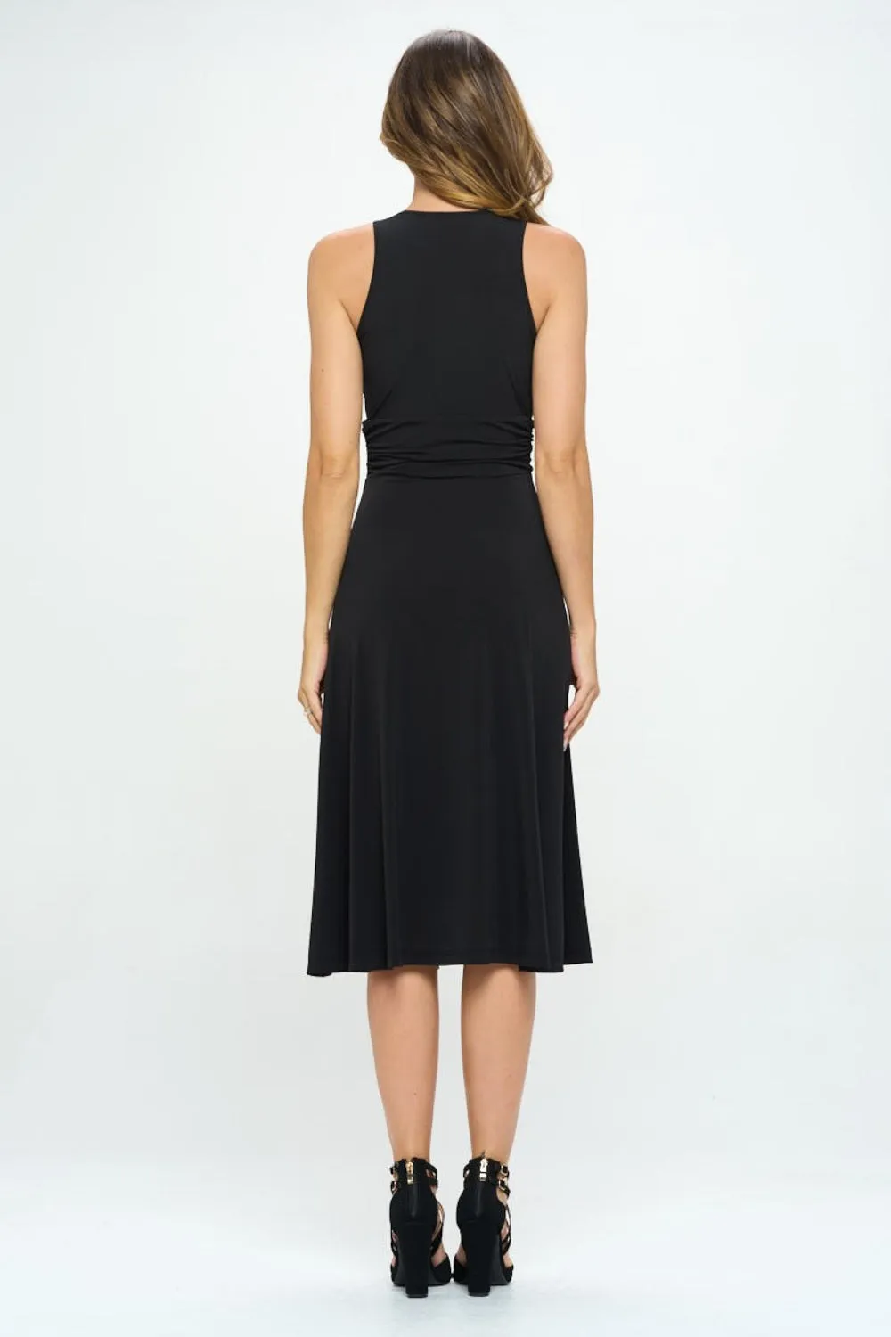 Rachel Ruched Waist Sleeveless Slit Dress