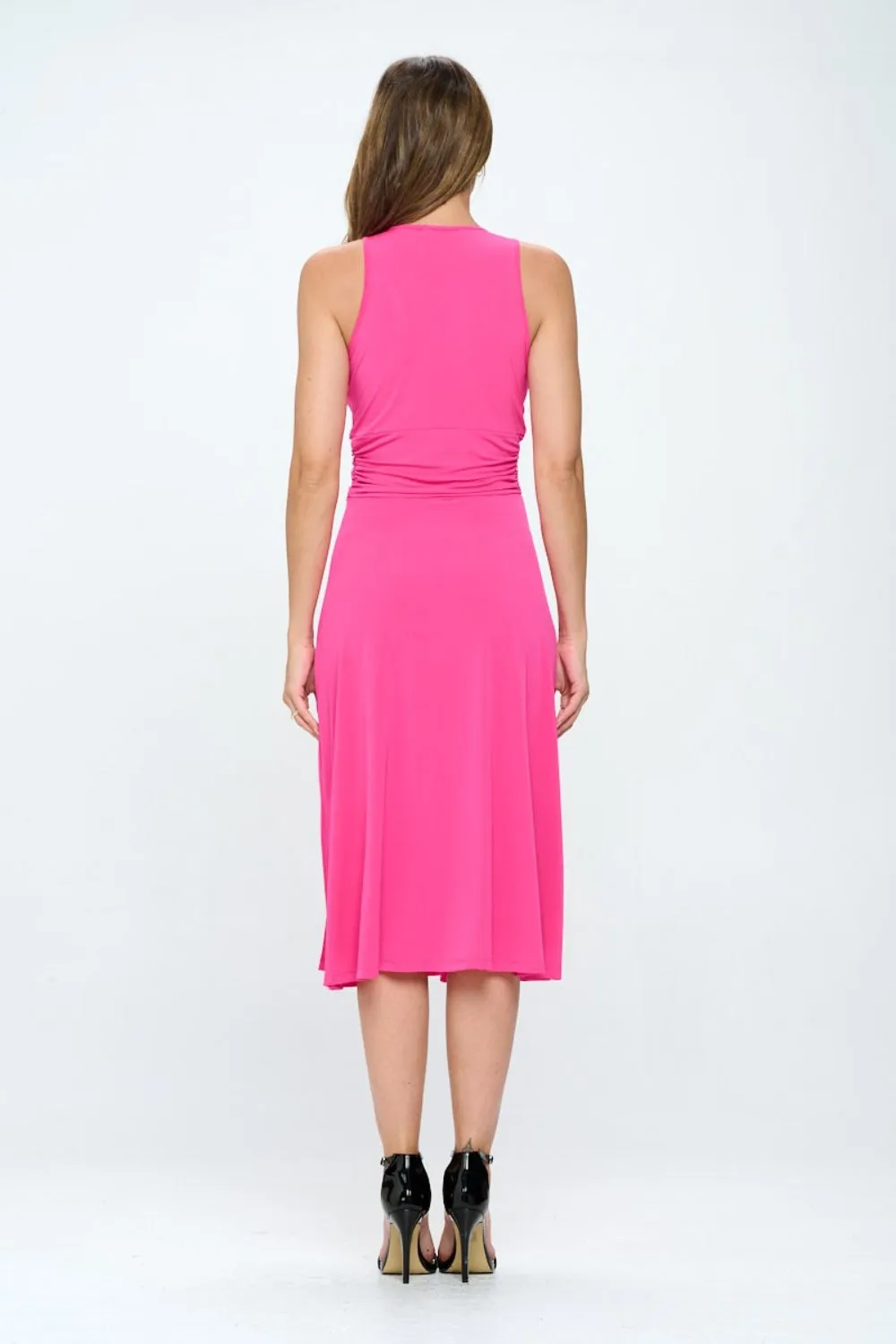 Rachel Ruched Waist Sleeveless Slit Dress