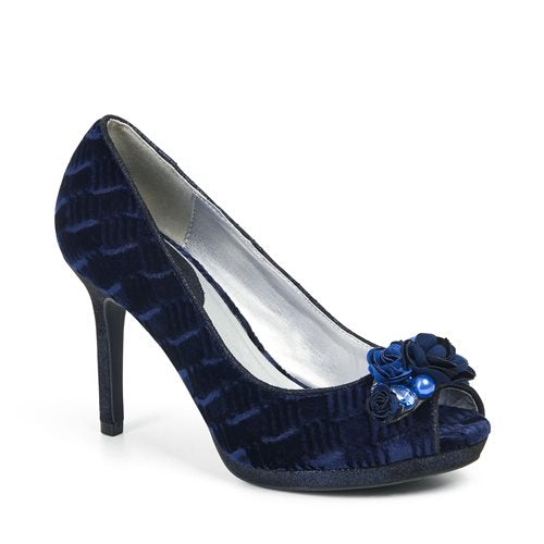 Ruby Shoo Sonia Midnight Blue Peep Toe Stilettos