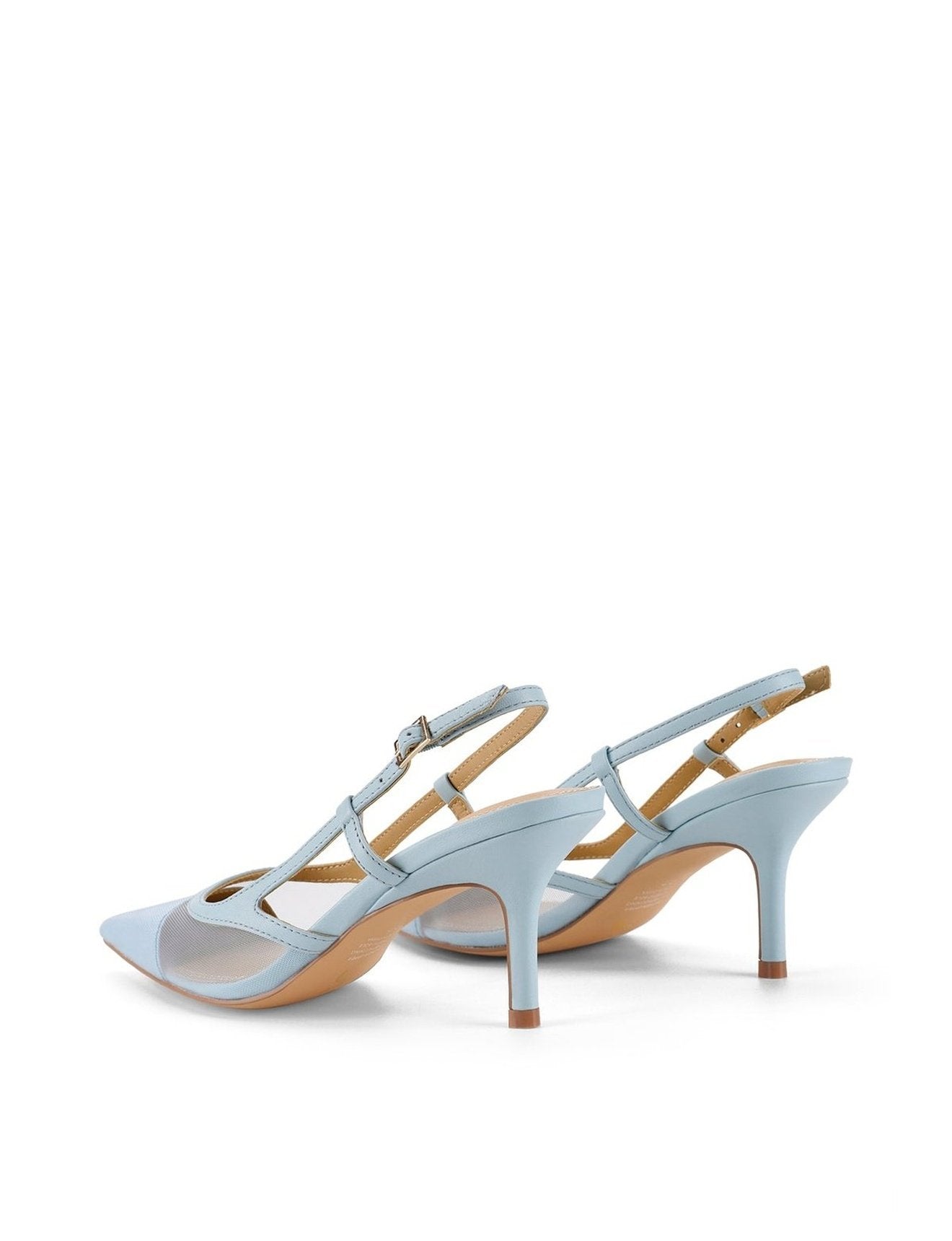 Sissy Point Toe Slingbacks - Pale Blue Leather/Mesh