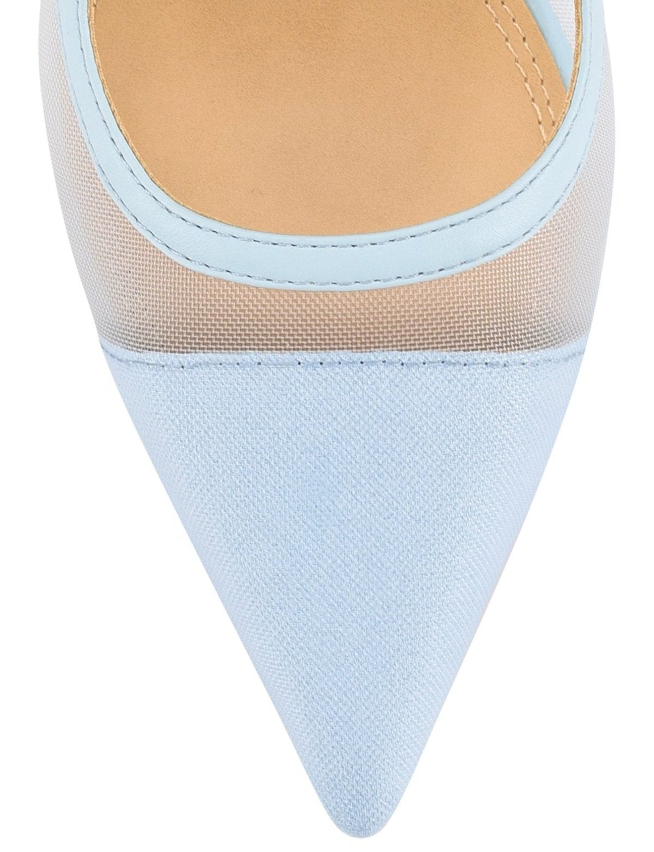 Sissy Point Toe Slingbacks - Pale Blue Leather/Mesh