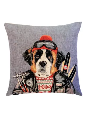 Skiing Dog Pillow