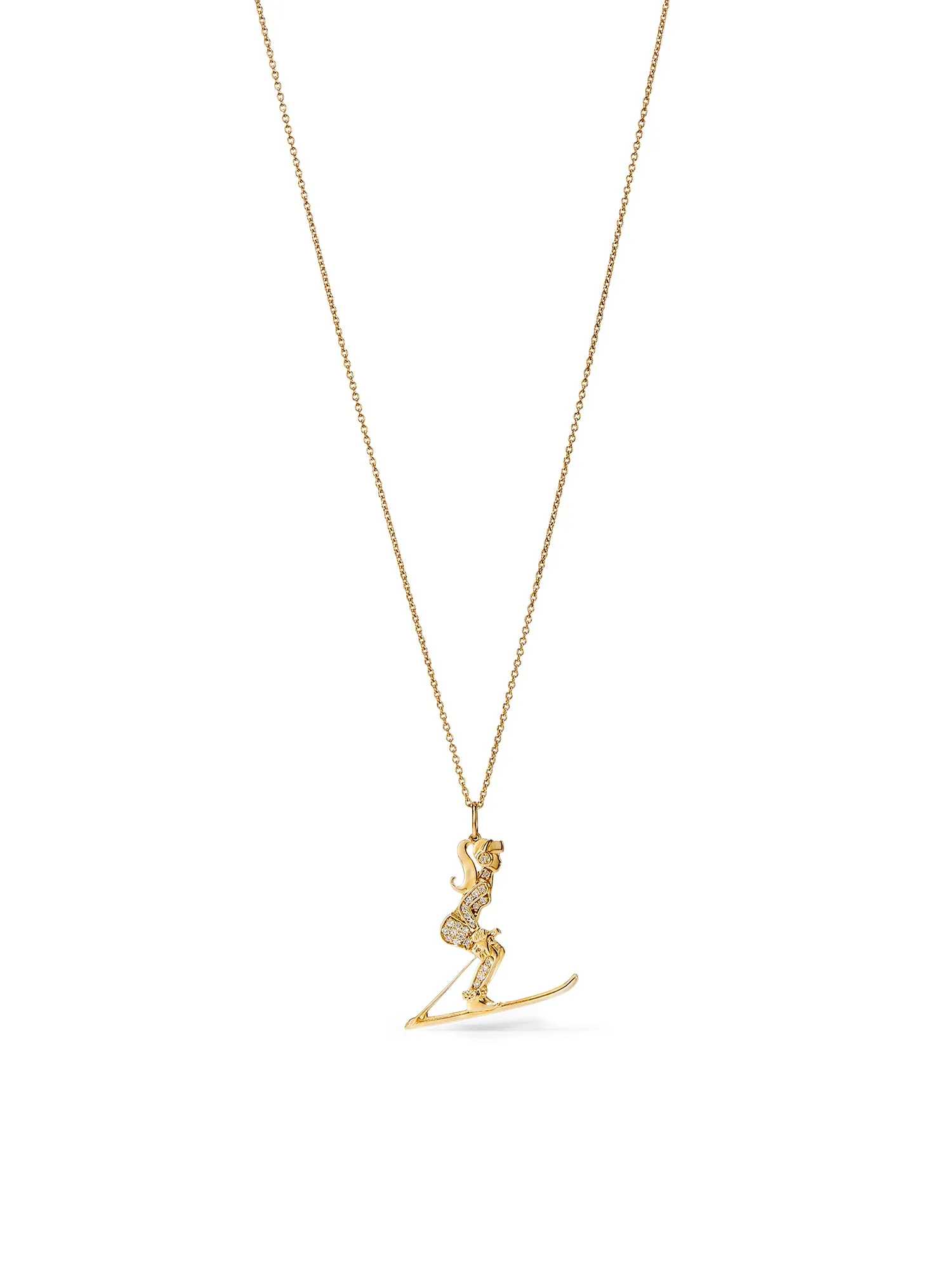 Skiing Girl Diamond Necklace