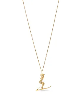 Skiing Girl Diamond Necklace