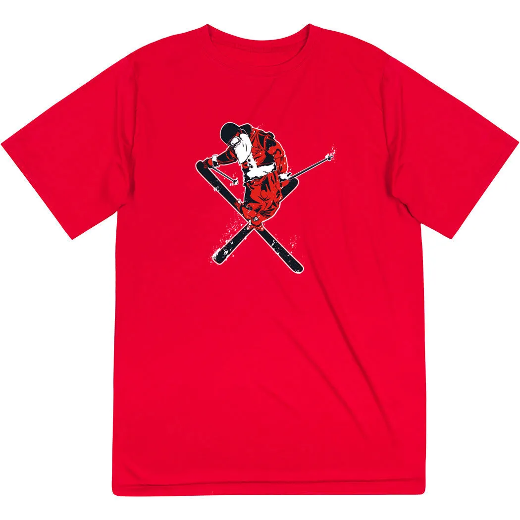 Skiing Short Sleeve Performance Tee - Freestyle Santa 