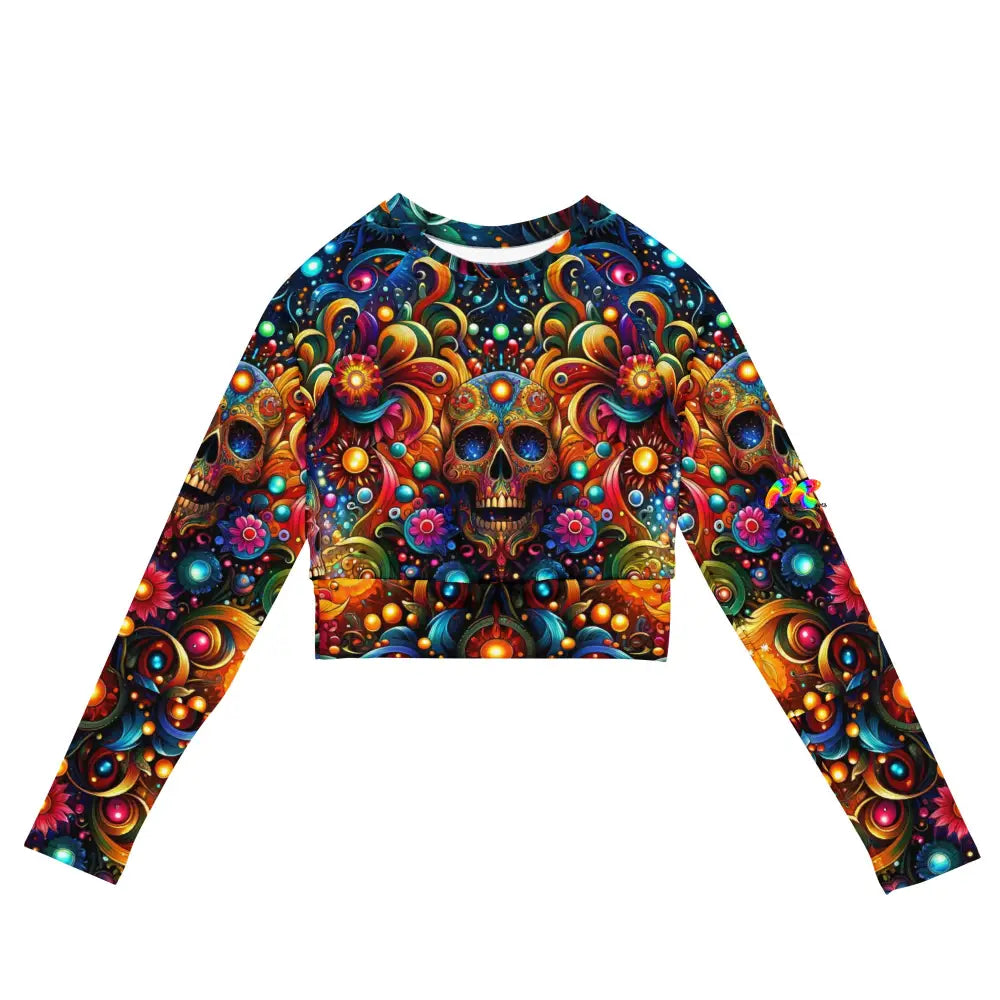 Skull Light Fantasia Rave Fitted Crop Top