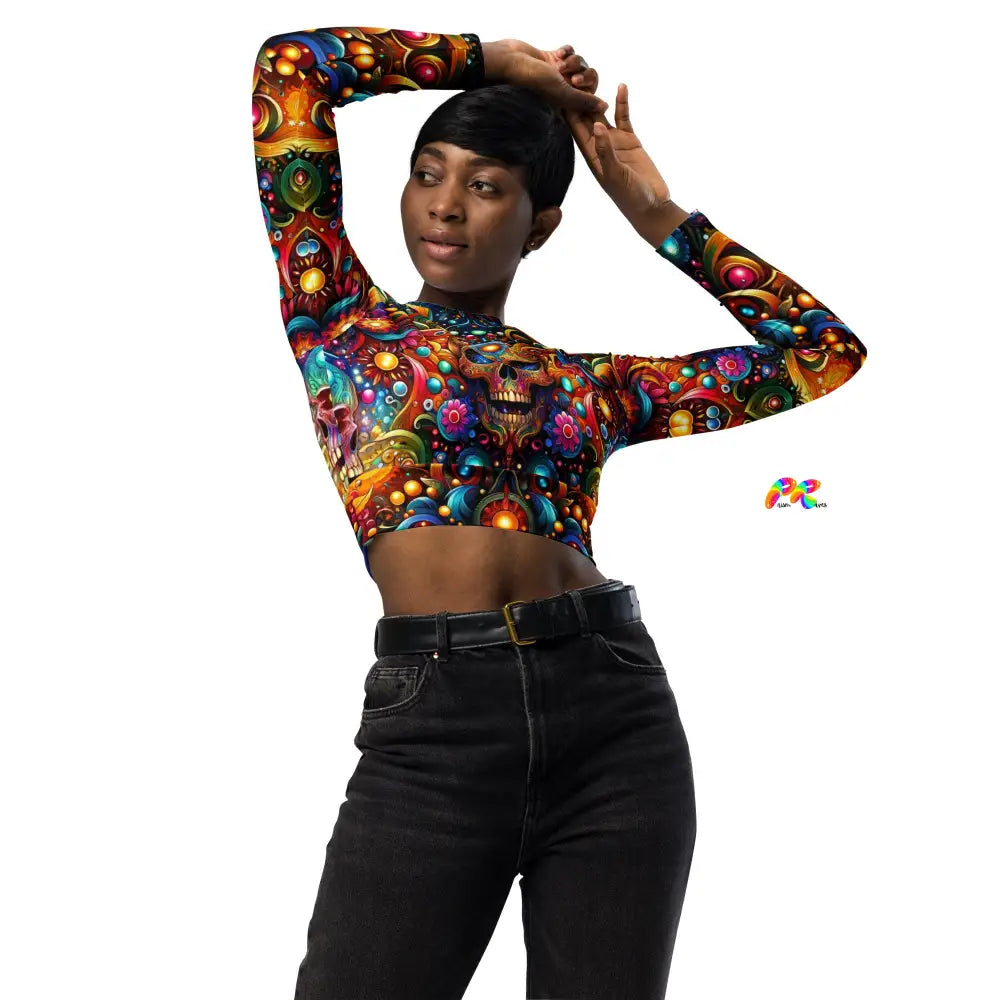 Skull Light Fantasia Rave Fitted Crop Top