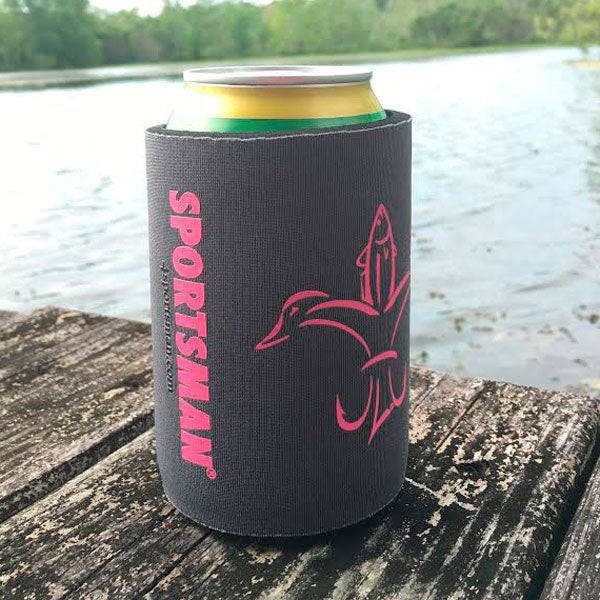 Sportsman Koozie - Grey w/ Neon Pink