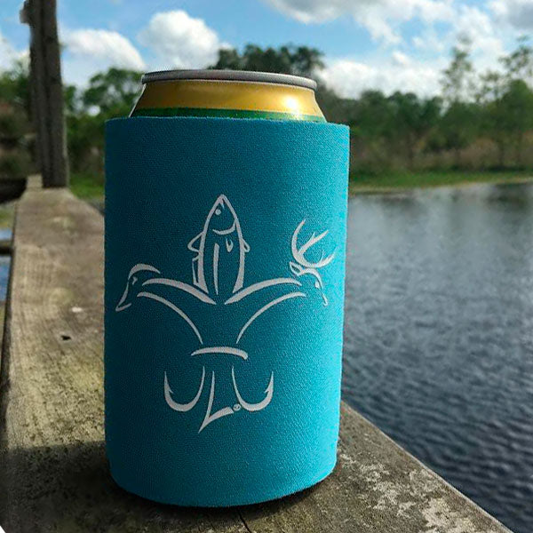 Sportsman Koozie - Light Blue & White