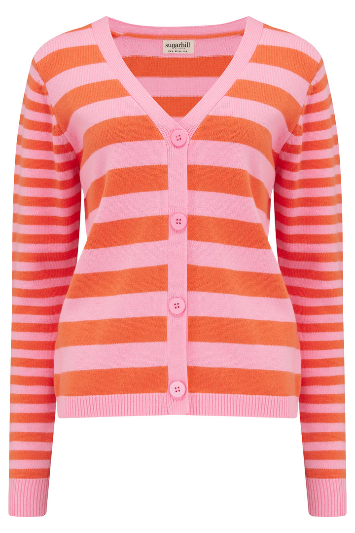 Sugarhill - Jennifer Cardigan  - Pink Red Stripe