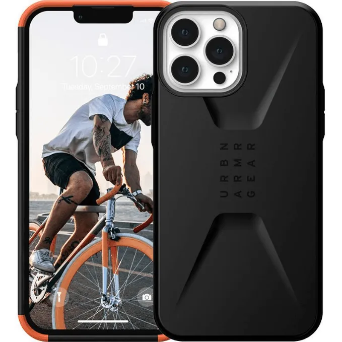 UAG Urban Armor Gear Civilian Series Protective Case iPhone 13 Pro Max 6.7 Black Orange