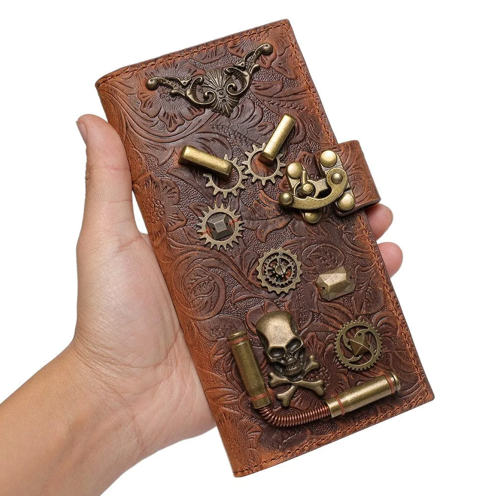 Unisex Steampunk Gear Skull Embossed Wallet