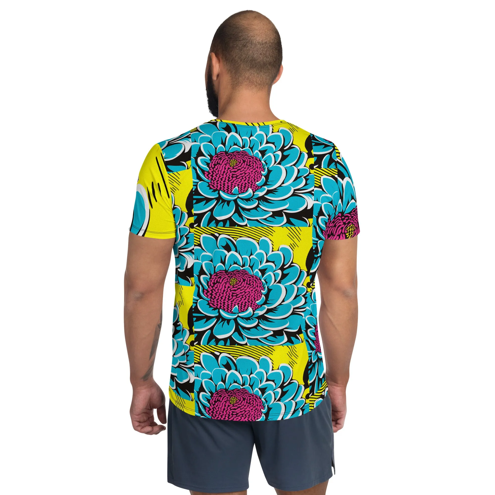 Upgrade Your Training Gear with Men's Pop Art BJJ Short Sleeve Rash Guard - Dahlia Print 002