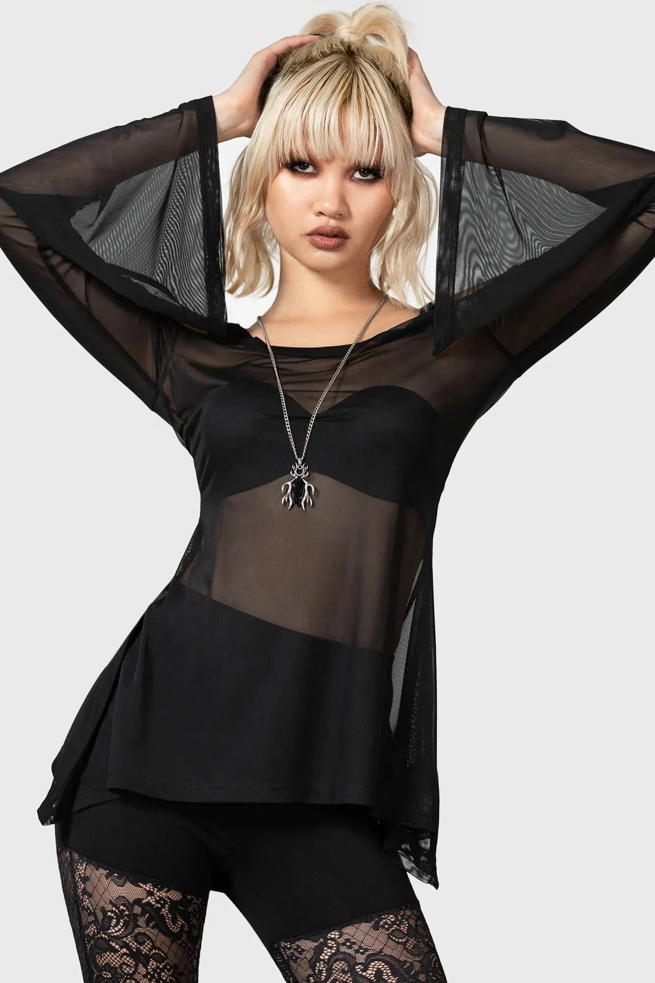 Waning Orbit Cold-Shoulder Top