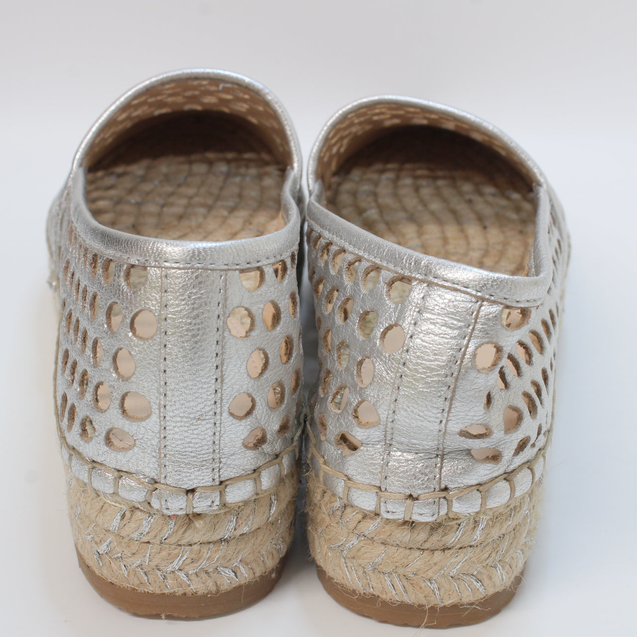 Womens Loeffler Randall Inc Mariko Double Height Espadrille Silver Leather